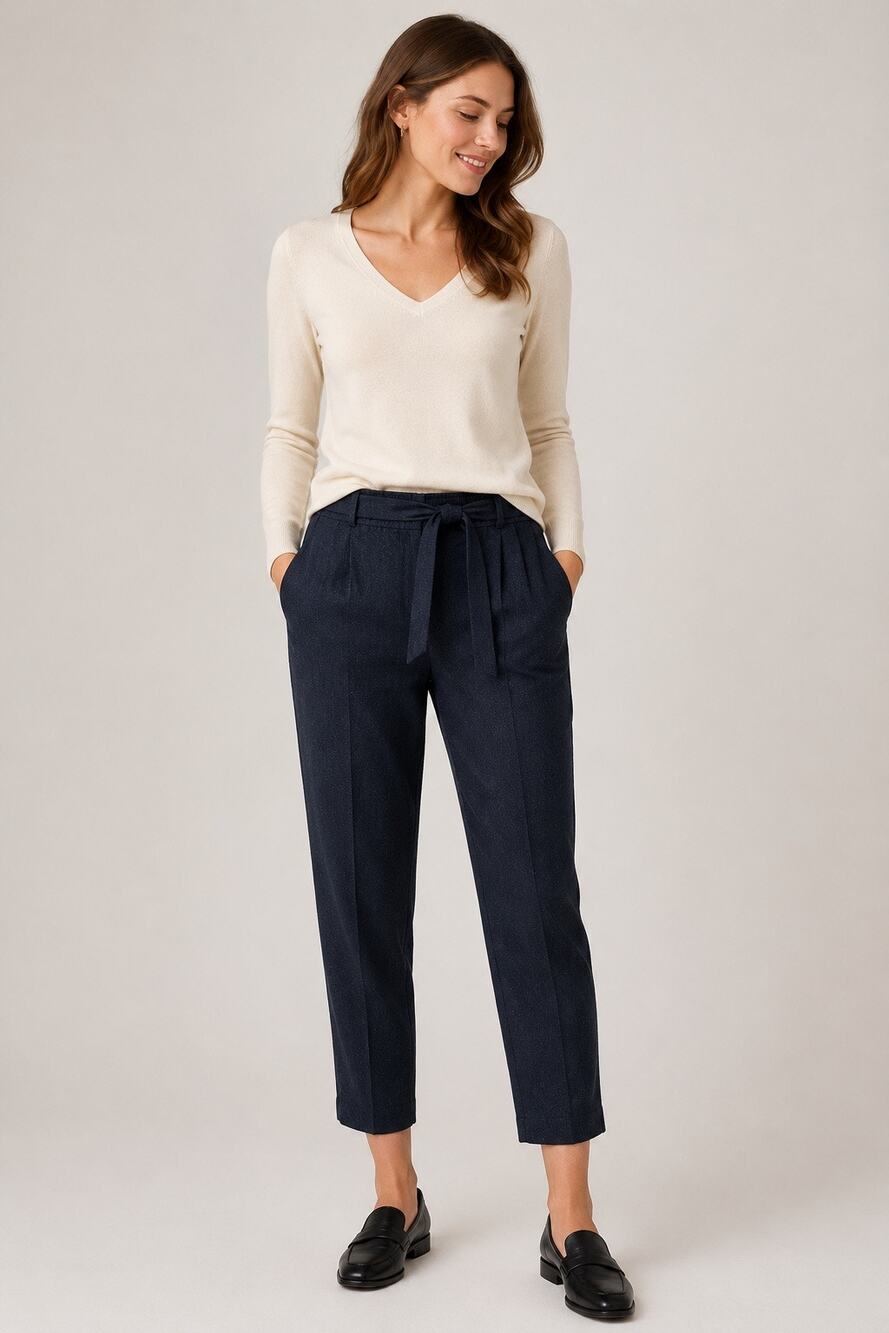 LOFT Outlet Tie Waist Tapered Ankle Pants Navy Blue Size 8
